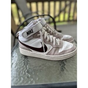 Nike Court Borough Mid 2 Kids Sneakers Girl's Size 7Y White‎ Pink